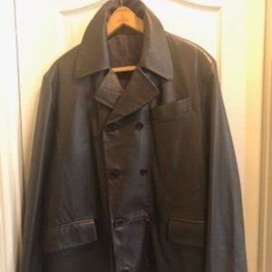 Chocolate Brown Leather Peacoat